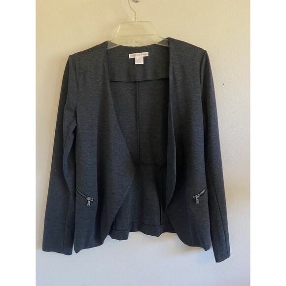 Peyton Jensen Heathered Charcoal Gray Open Front Jacket Cardigan Womens Small - Picture 1 of 4